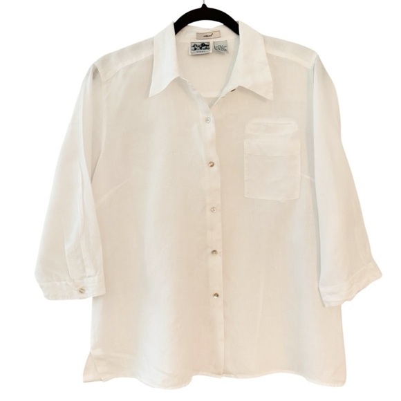 Edward Irish Linen Button Up Blouse Size Large - Picture 1 of 12